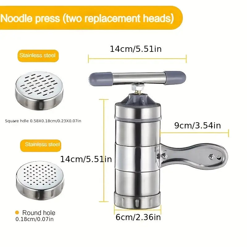 Stainless Steel Manual Pasta Maker Noodles Press Machine With 5 Noodle Molds