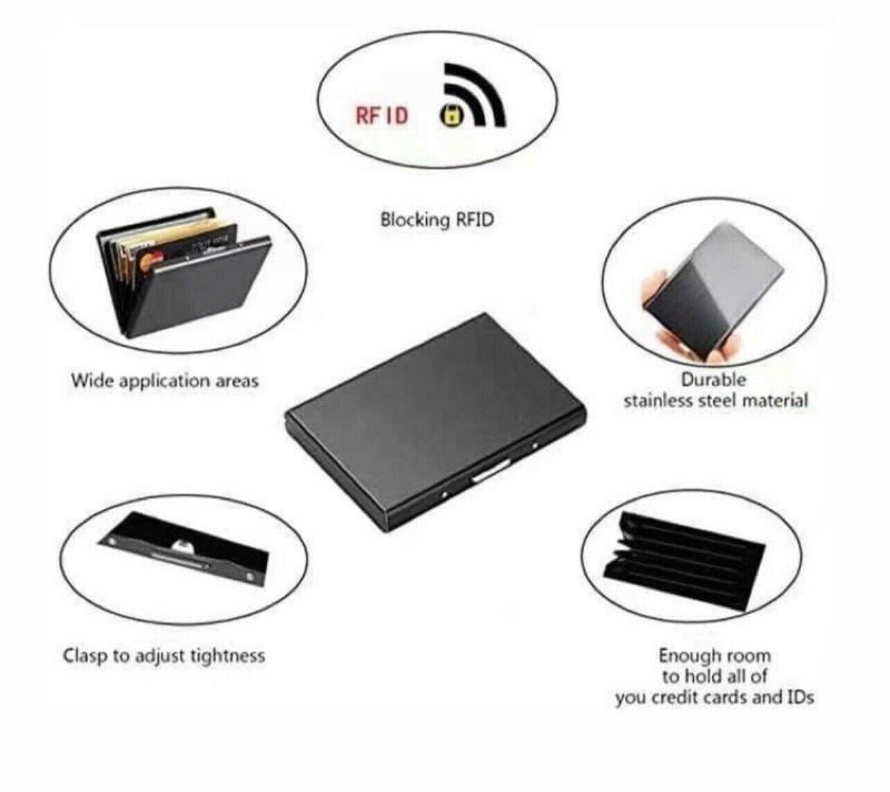 1X RFID Blocking Metal Wallet Stainless Steel Credit Card Holder Protective Case