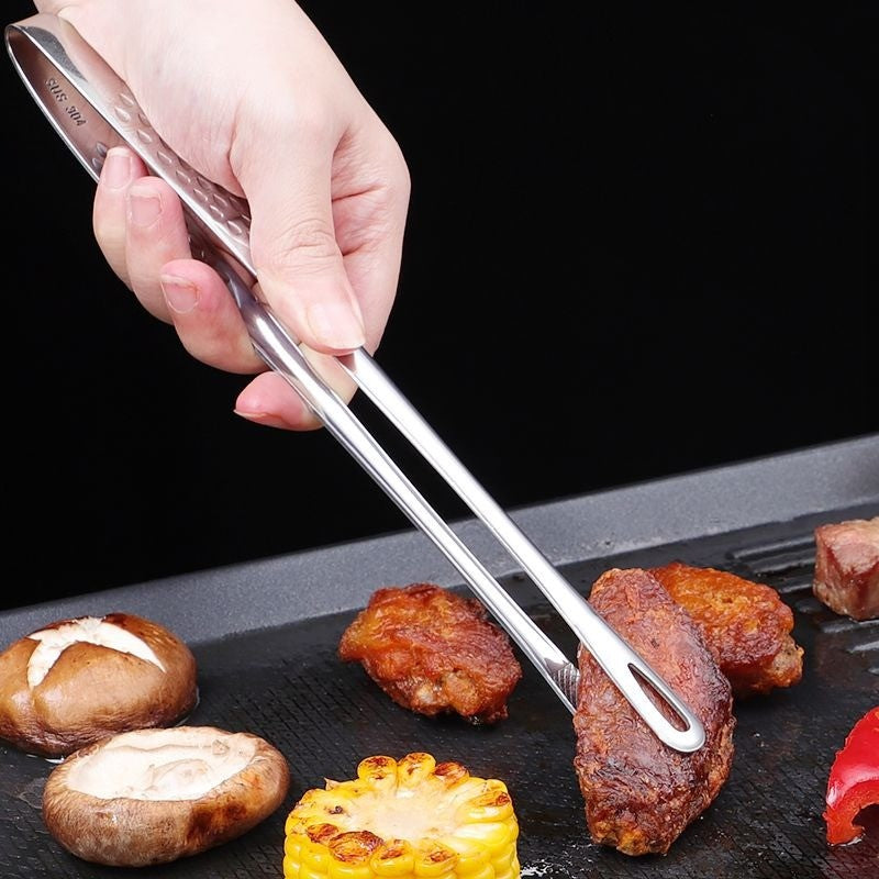 1 PCS BBQ Cooking Tongs Stainless Steel Heavy Duty Kitchen Food Serving Tongs