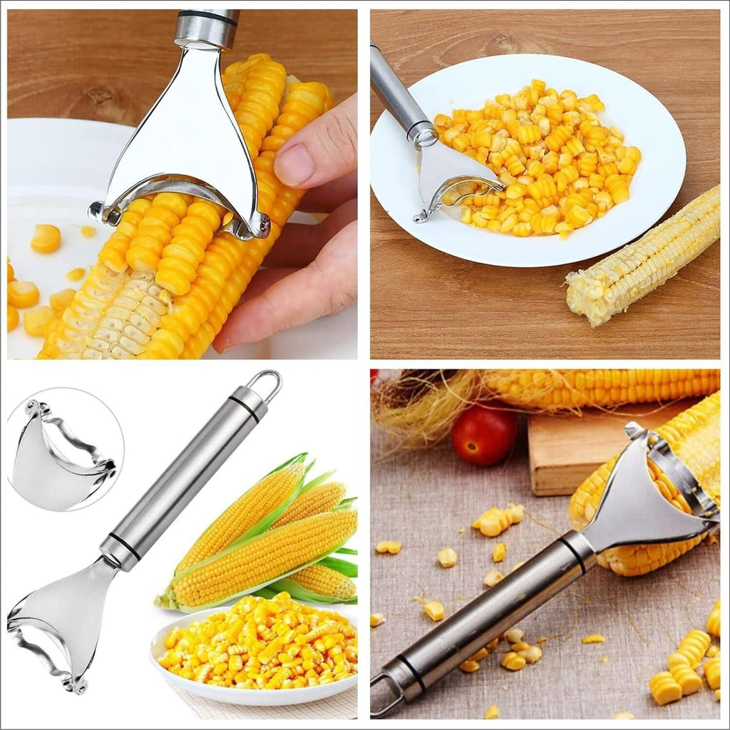 Stainless Steel Corn Cob Peeler Stripper Remover Kitchen Cutter Thresher Tool US