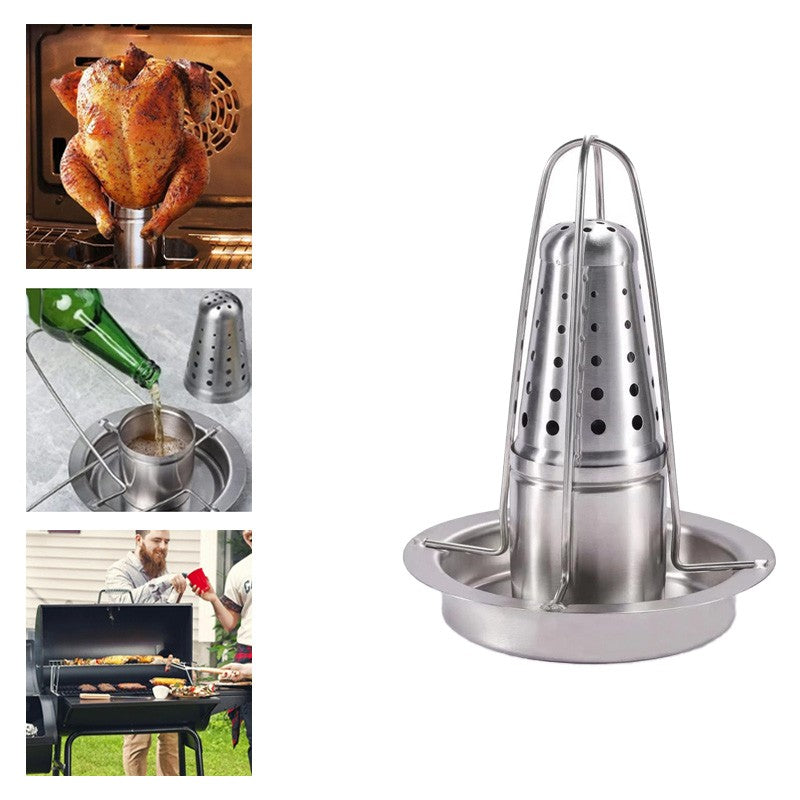 Chicken Roaster Rack Stainless Steel Beer Can Turkey Stand BBQ Grill Holder