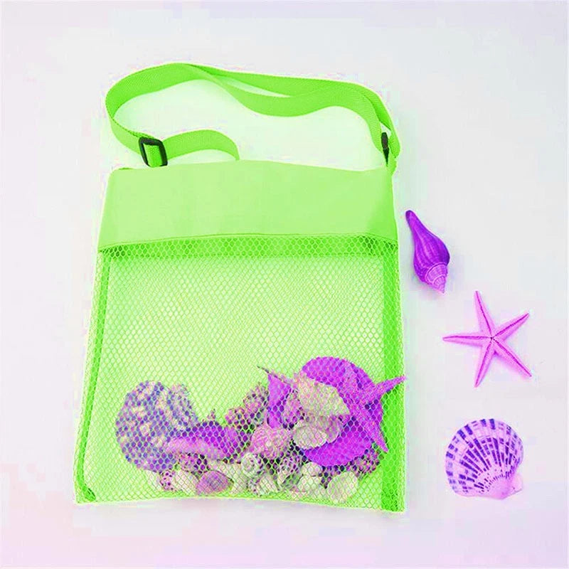 1pc Mesh Beach Tote Colorful Breathable Netting Beach Toys Shell Collecting