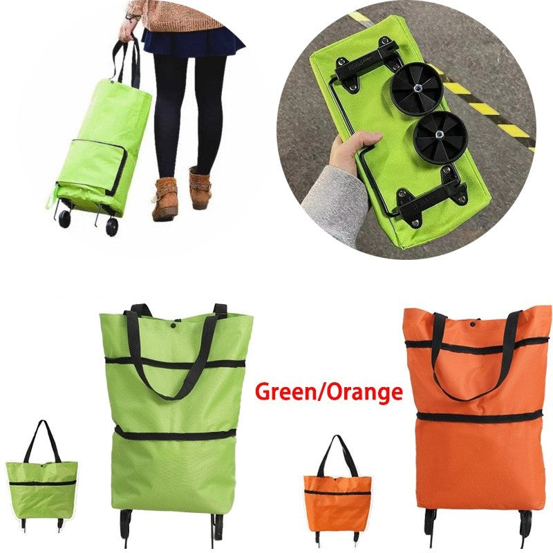 Portable Foldable Shopping Trolley With Wheels Grocery Bags Shopping Cart Tote