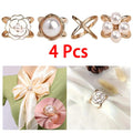 Elegant Flower Scarf Clips Imitation Pearl Scarf Clip Versatile Accessory 4 Pcs
